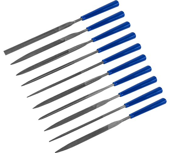 Изображение товара Набор надфилей № 1, 140х 50х3 мм, обрезиненные рукоятки 10 шт. чехол КОБАЛЬТ 790-090