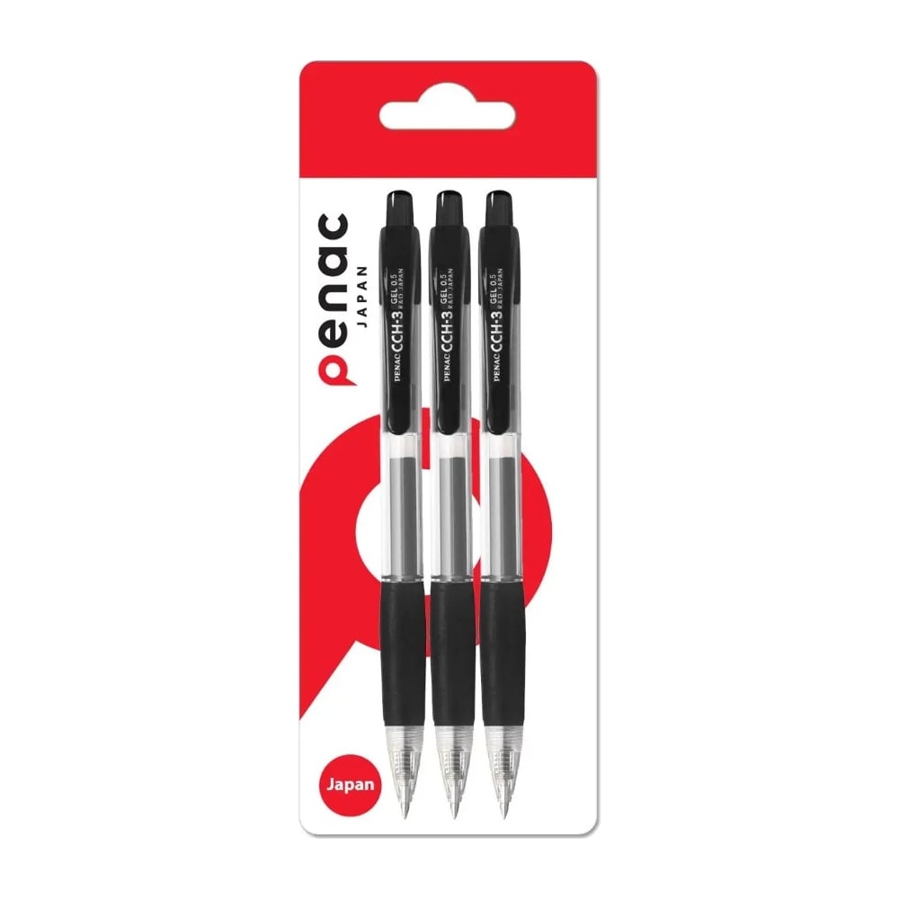 Изображение товара Гелевая автоматическая ручка Penac cch-3 0,5мм 3 шт набор