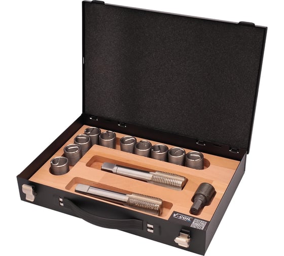 Изображение товара Набор для восстановления резьбы VOLKEL М27 шаг 3.0мм 12 предметов V-Coil V04050