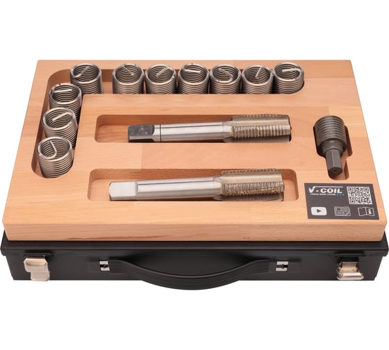 Изображение товара Набор для восстановления резьбы VOLKEL М36 шаг 4.0мм 12 предметов V-Coil V04060