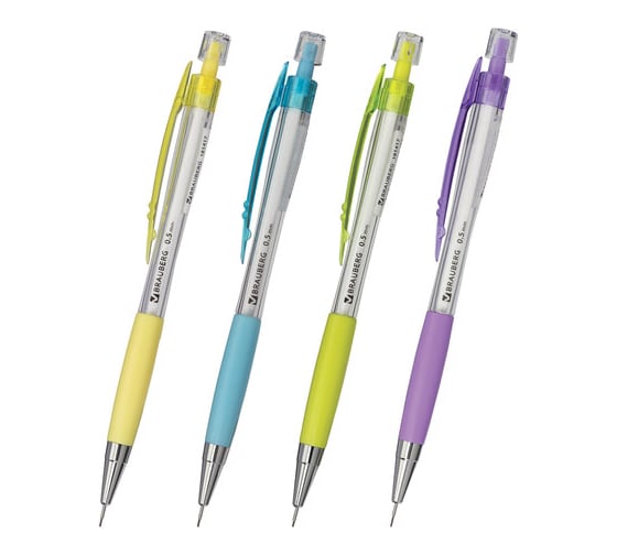 Изображение товара Механический карандаш 0,5 мм Elegant BRAUBERG, резиновый грип, корпус ассорти 12 шт 181417