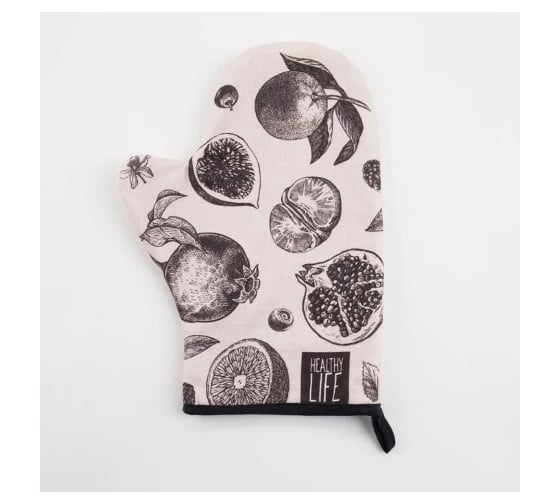 Изображение товара Варежка-прихватка Этель Healthy life 20x28 см, саржа, 100% хлопок ватин 250 г/м2 4523394