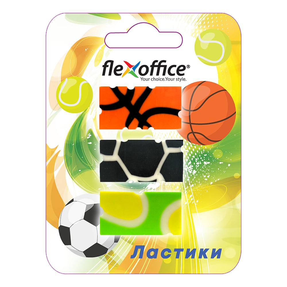 Изображение товара Набор из 3 ластиков Flexoffice colokit goal ассорти