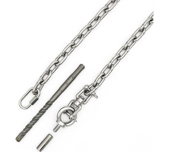 Изображение товара Комплект для крепления груза на цепь KREPFIELD до 130 кг в бетон с поворотом 360 градусов, нержавеющая сталь, 2 метра KF402-2