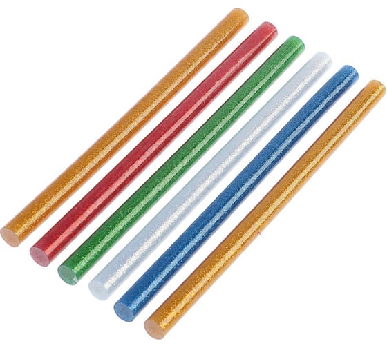 Изображение товара Стержни клеевые 11x200 мм, разноцветные с блестками, 6 шт ТУНДРА 4967888