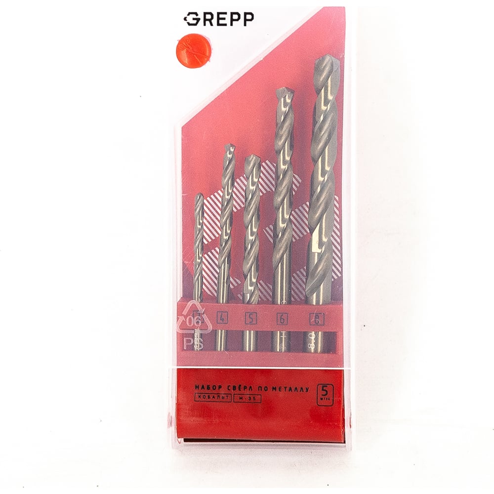 Изображение товара Сверло по металлу COBALT Professional 5 шт, 3-4-5-6-8 мм, сталь M35 аналог HSSC Grepp 205-0001
