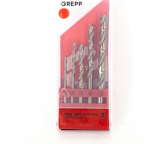 Изображение товара Сверло по металлу COBALT Professional 5 шт, 3-4-5-6-8 мм, сталь M35 аналог HSSC Grepp 205-0001