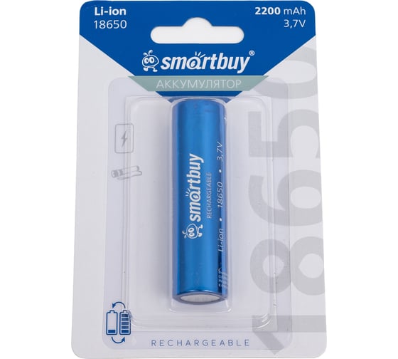 Изображение товара Аккумулятор Smartbuy li18650-2200 mah (10/100) SBBR-18650-1B2200
