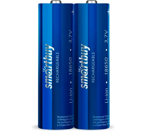 Изображение товара Аккумулятор Smartbuy высокотоковый li18650-2000 mah (50/400) упаковка 2 шт. SBBR-18650-2S2000HP