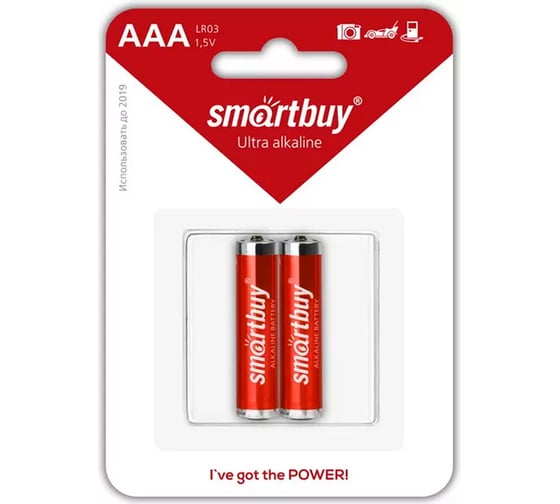Изображение товара Батарейка Smartbuy алкалиновая lr03/2b (24/240) упаковка 2 шт. SBBA-3A02B