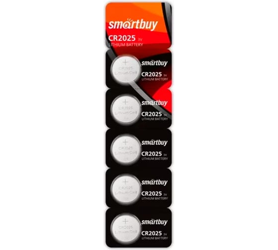 Изображение товара Элемент питания Smartbuy литиевый, cr2025/5b (100/4000) упаковка 5 шт. SBBL-2025-5B