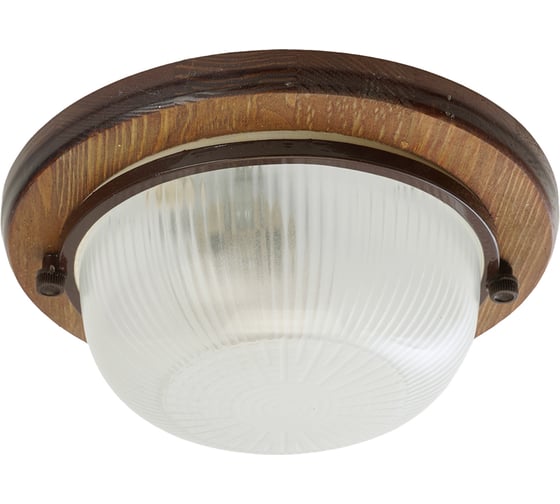 Изображение товара Накладной светильник FERON IP54, 220V 60Вт Е27,дерево, орех, круг НБО 03-60-021, 11573