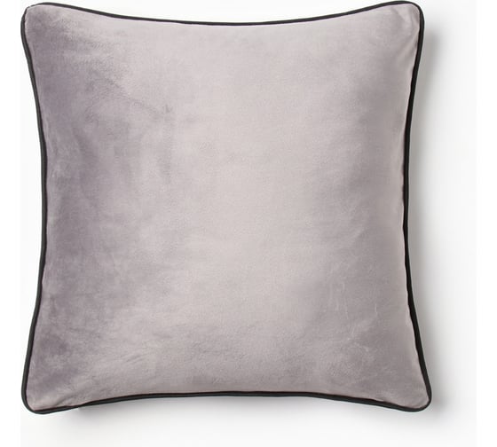 Изображение товара Декоративная наволочка Этель кант, 45х45 см, серый, 100% пэ, велюр 9656460