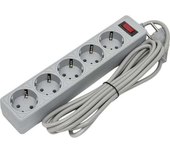 Изображение товара Удлинитель с сетевым фильтром КОСМОС 5х3м с заземл. 10А IP20 2.2кВт 3х0.75 FKsm3m-5g(G)