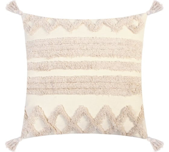 Изображение товара Декоративная наволочка Этель бохо, 45х45 см, молочный, 100% хлопок 9691608