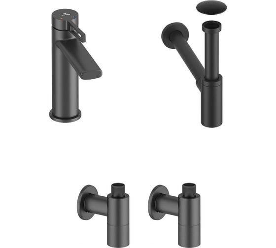 Изображение товара Смеситель для раковины в ванную комнату Wellsee ONCE! and forever в наборе 4 в 1 201000127