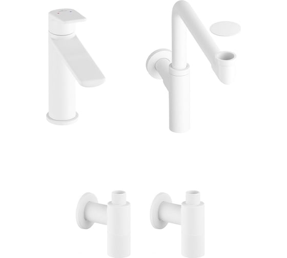 Изображение товара Смеситель для раковины в ванную комнату Wellsee ICON! for life в наборе 4 в 1 201000205