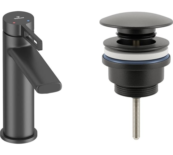 Изображение товара Смеситель для раковины в ванную комнату Wellsee ONCE! and forever в наборе 2 в 1 201000007