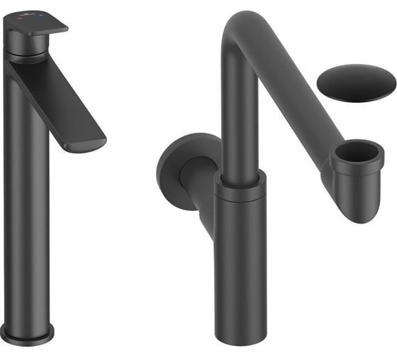 Изображение товара Высокий смеситель для накладной раковины Wellsee ICON! for life в наборе 3 в 1 201000112