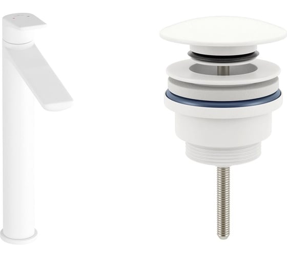 Изображение товара Высокий смеситель для накладной раковины Wellsee ICON! for life в наборе 2 в 1 201000015