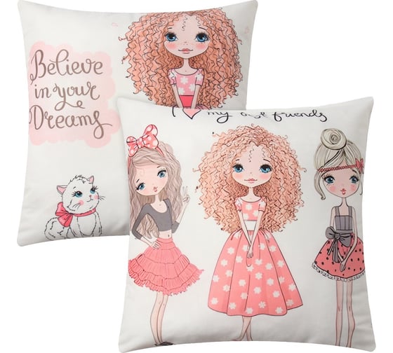 Изображение товара Декоративные наволочки Этель Девичьи истории 40x40 см, велюр, 2 шт. 9694686