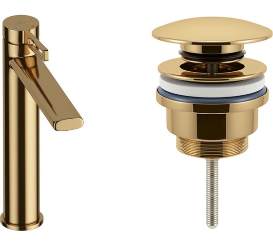 Изображение товара Высокий смеситель для накладной раковины Wellsee ONCE! and forever в наборе 2 в 1 201000018