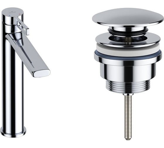 Изображение товара Высокий смеситель для накладной раковины Wellsee ONCE! and forever в наборе 2 в 1 201000016