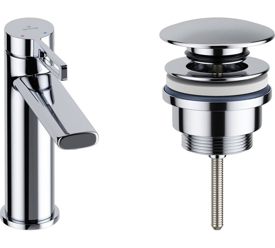 Изображение товара Смеситель для раковины в ванную комнату Wellsee ONCE! and forever в наборе 2 в 1 201000006