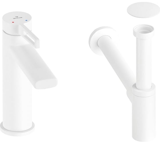 Изображение товара Смеситель для раковины в ванную комнату Wellsee ONCE! and forever в наборе 3 в 1 201000030