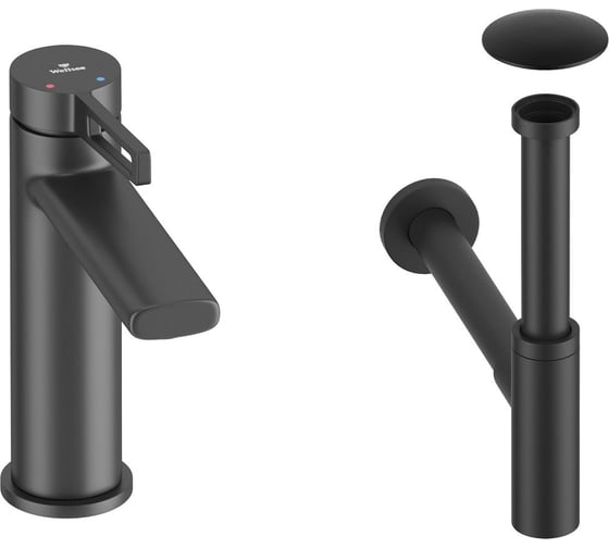 Изображение товара Смеситель для раковины в ванную комнату Wellsee ONCE! and forever в наборе 3 в 1 201000087