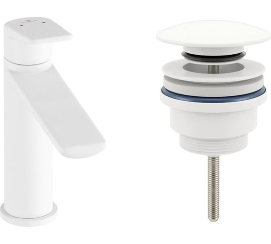 Изображение товара Смеситель для раковины в ванную комнату Wellsee ICON! for life в наборе 2 в 1 201000005