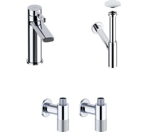 Изображение товара Смеситель для раковины в ванную комнату Wellsee ONCE! and forever в наборе 4 в 1 201000186