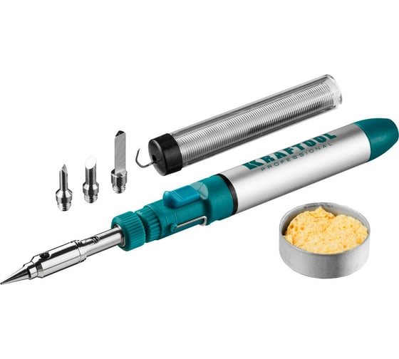Изображение товара Набор, паяльник газовый, 3в1, 4 насадки, припой, чистка жал, 1300С KRAFTOOL 55504-H8