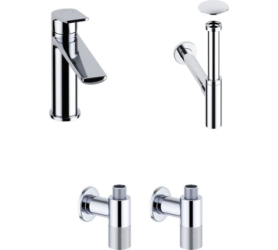 Изображение товара Смеситель для раковины в ванную комнату Wellsee ICON! for life в наборе 4 в 1 201000181