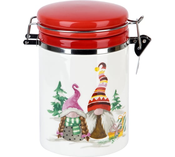 Изображение товара Банка для сыпучих продуктов с клипсой Dolomite Рождественские гномы, 800 мл N2521183