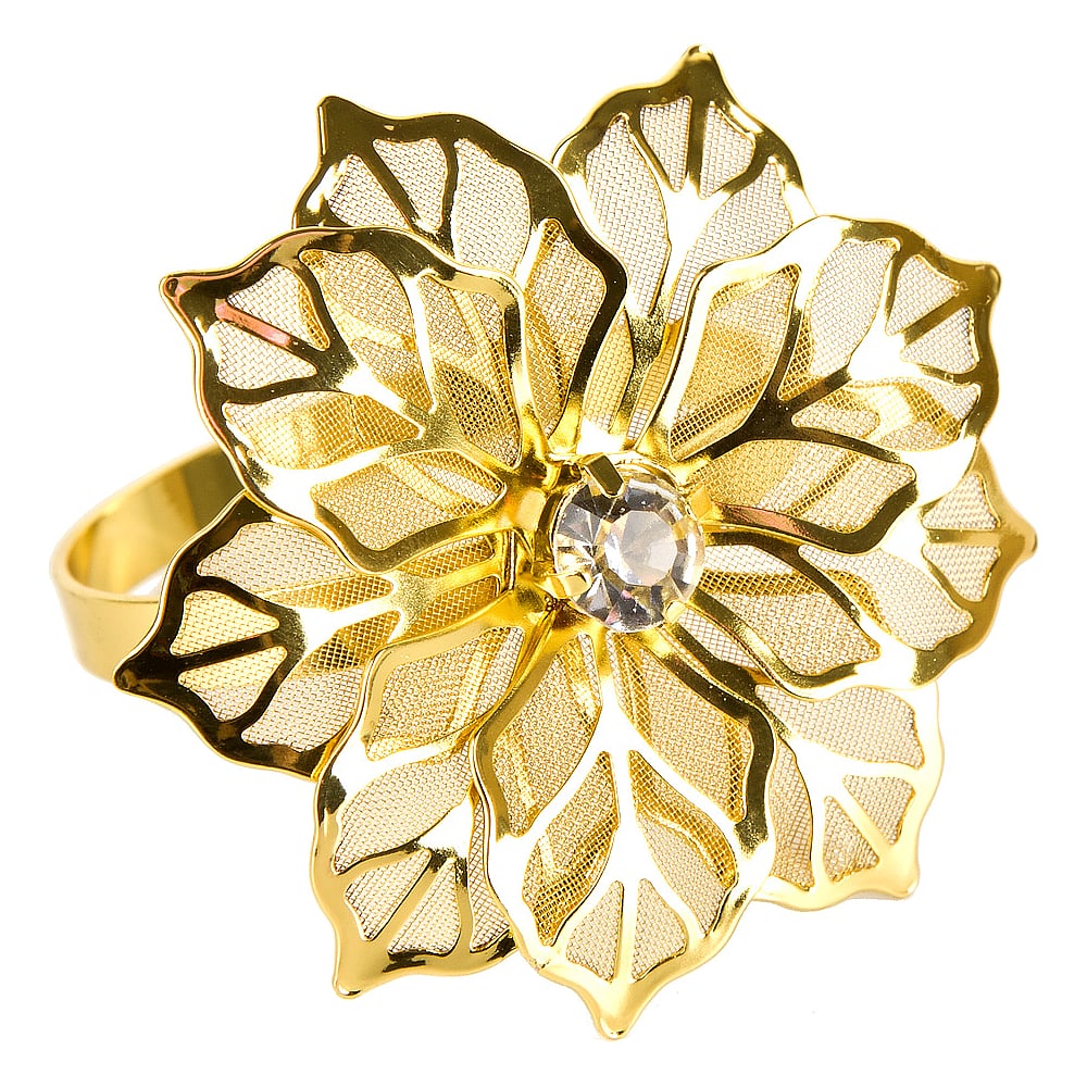 Набор колец для салфеток Nouvelle, цвет золотистый N9903661-Н4 пуансеттия, 5x5,5 см - фото 1