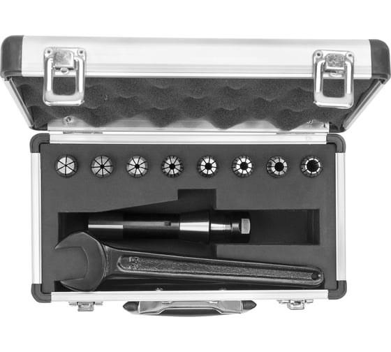 Изображение товара Патрон цанговый R8 с набором цанг ER16 из 8 шт (2-10 мм) Micron 107975