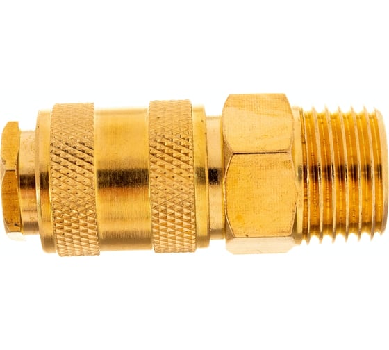Изображение товара Быстроразъем пневматический Эврика с клапаном с наружной резьбой 1/2 латунь 935763