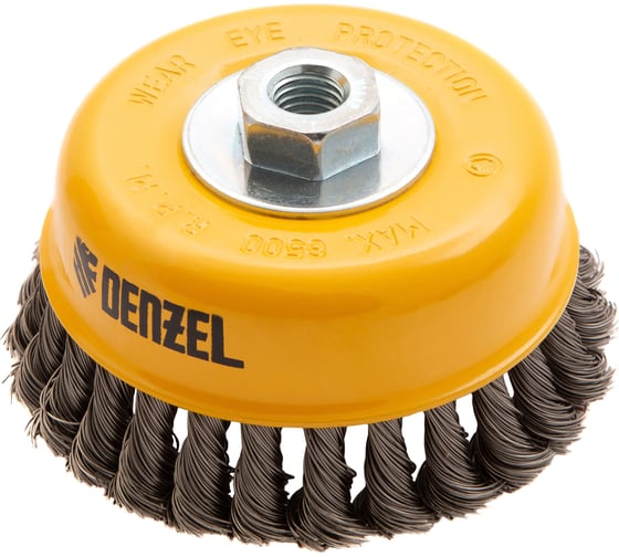 Изображение товара Щетка чашка (125 мм; М14; крученая нержавеющая проволока 0.5 мм) для УШМ Denzel 746273