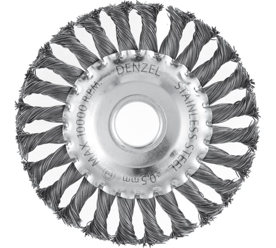 Изображение товара Щетка Плоская (125х22.2 мм; крученая нержавеющая проволока 0.5 мм) для УШМ DENZEL 746323