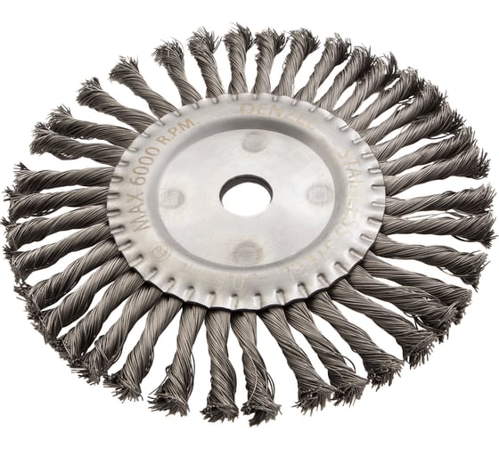 Изображение товара Щетка плоская (200х22.2 мм; крученая нержавеющая проволока 0.5 мм) для УШМ Denzel 746383