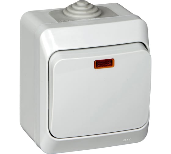 Изображение товара 1-клавишный выключатель Systeme Electric Lexel Этюд Серый с подсветкой IP44, наружный BA10-045C