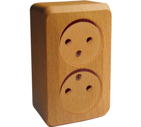 Изображение товара Двухместная розетка Systeme Electric ОП Этюд Дача 16А без заземления бук SchE PA16-005T