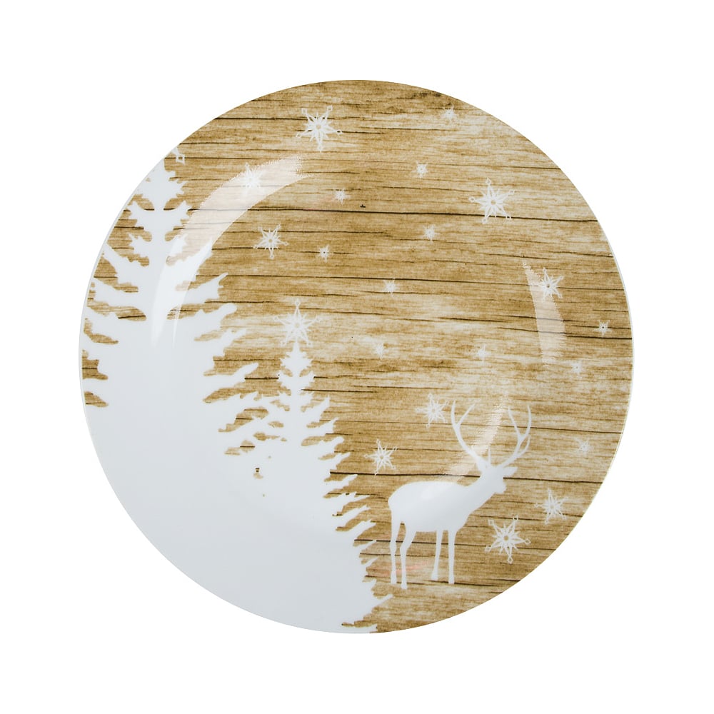 Набор тарелок Nouvelle, цвет белый/коричневый 0410051-Н2 winter forest, 19 см - фото 1