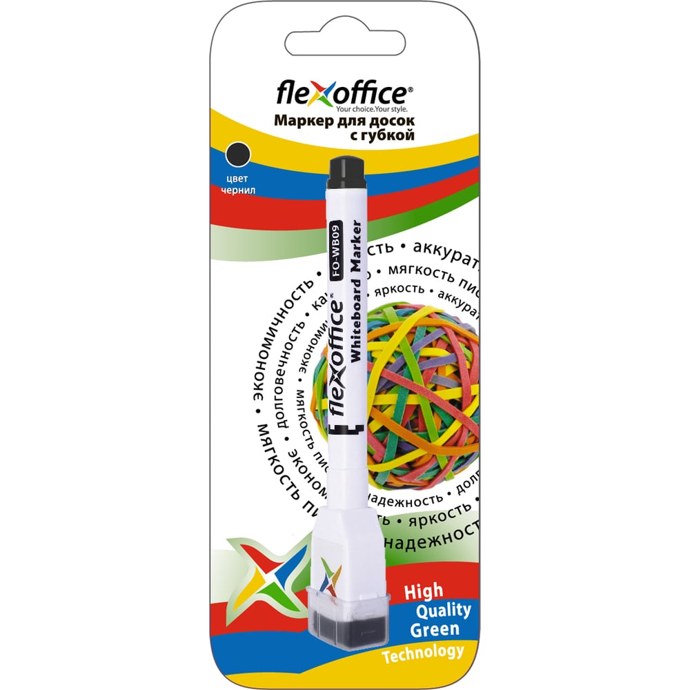 Изображение товара Маркер для досок Flexoffice с губкой 1-2.5мм черный FO-WB09/B