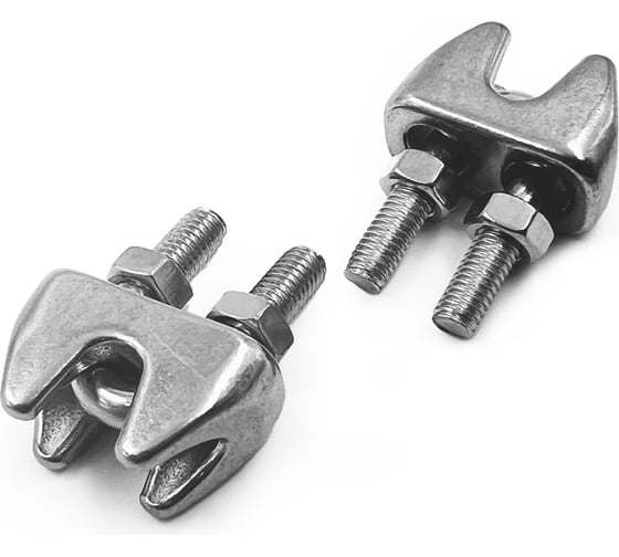 Изображение товара Нержавеющий зажим KREPFIELD 2 мм art 9074 а4 для троса с двумя гайками 1 шт. в упак. 9074А4ЗАЖИМ2ММ-1