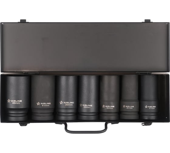 Изображение товара Набор головок ударных 1"DR, 110 мм, 7 предметов (24-46 мм), пластиковый кейс Airline ATAS069