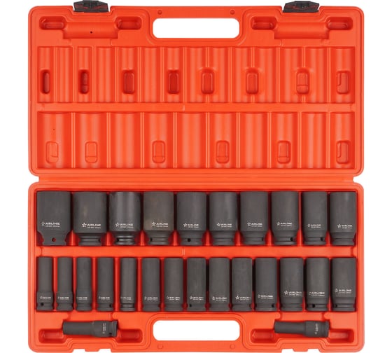 Изображение товара Набор головок ударных удлиненных 1/2"DR, 78 мм, 26 предметов (10-36 мм), пластиковый кейс Airline ATAS078