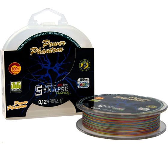 Изображение товара Шнур Power Phantom Synapse NANO PE 100м, мультиколор, #0,4 (5,1кг), 0.1мм PPPESYNM10004