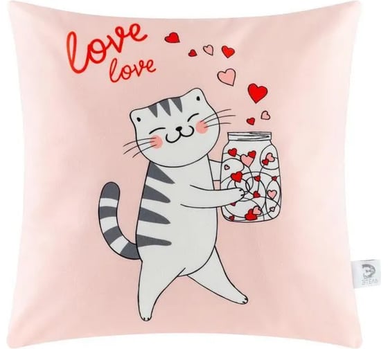 Изображение товара Чехол на подушку Этель Cats love 40х40 см, 100% полиэстер, велюр 5113010